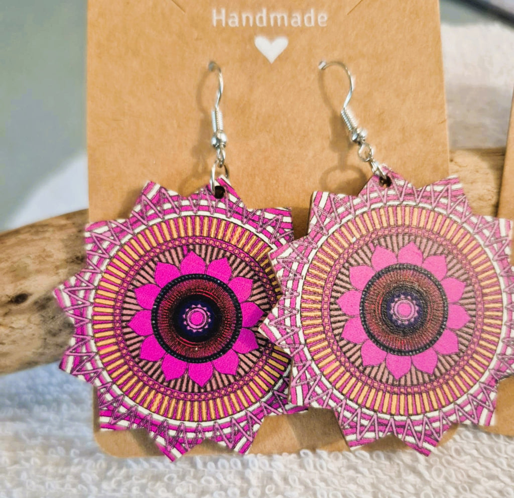 Boucles d'oreilles pendantes artisanales Mandala