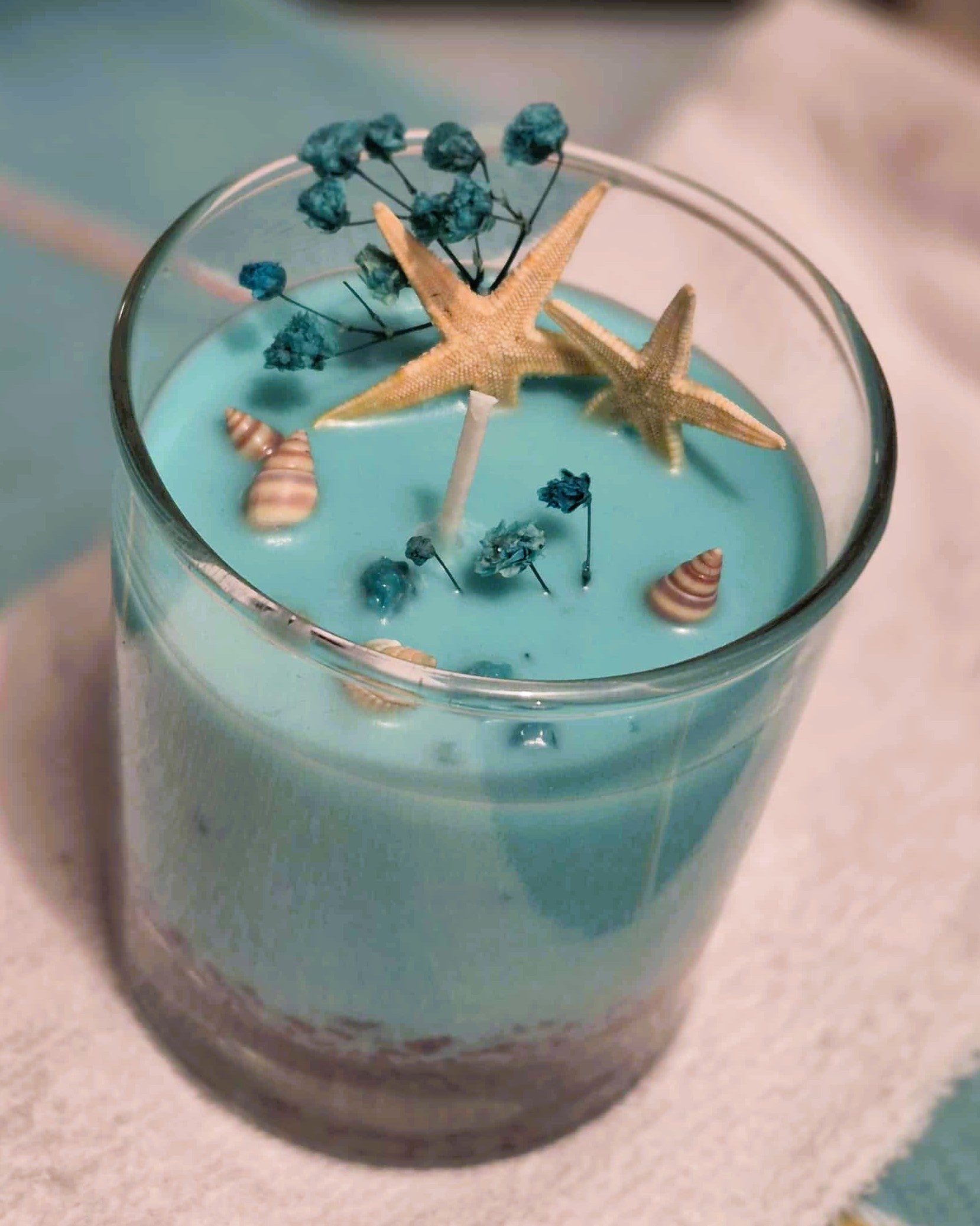 🕯 Bougie parfumée “Brise d’océan” – Souvenirs d'été - Cire de soja naturelle