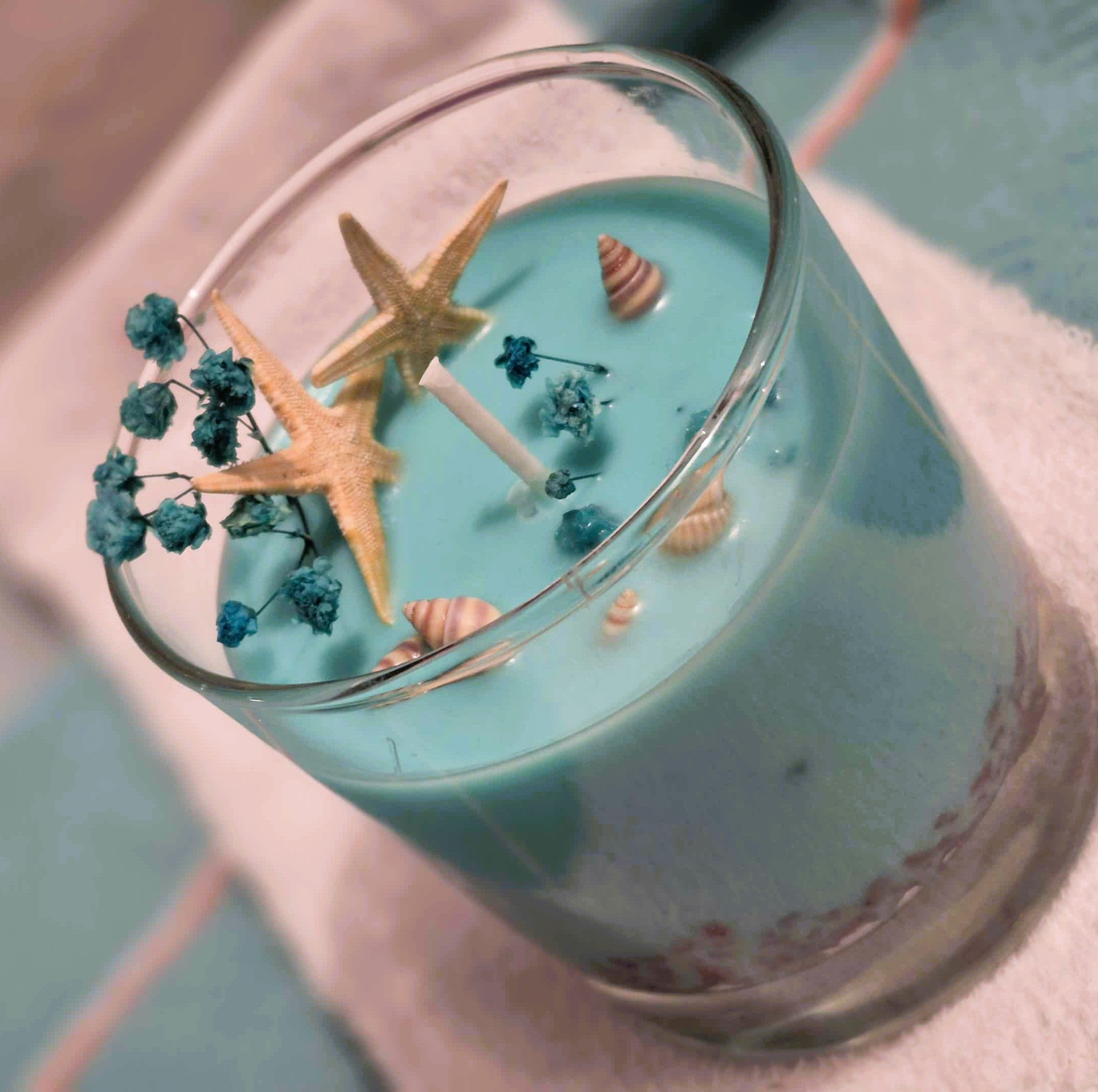 🕯 Bougie parfumée “Brise d’océan” – Souvenirs d'été - Cire de soja naturelle