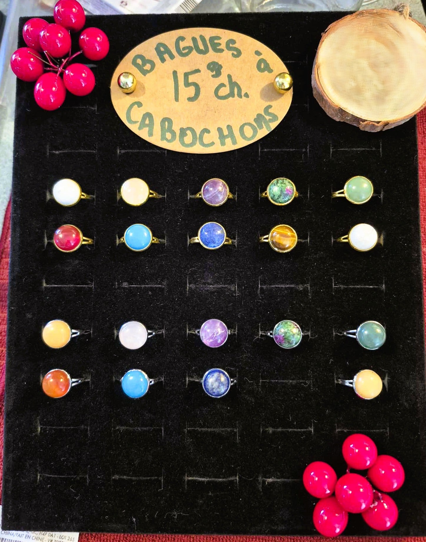 Bagues à cabochon multicolores