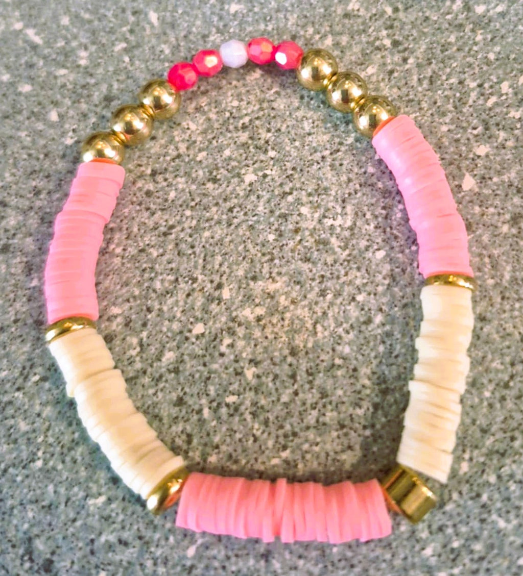 Bracelet artisanal perles Heishi et dorées