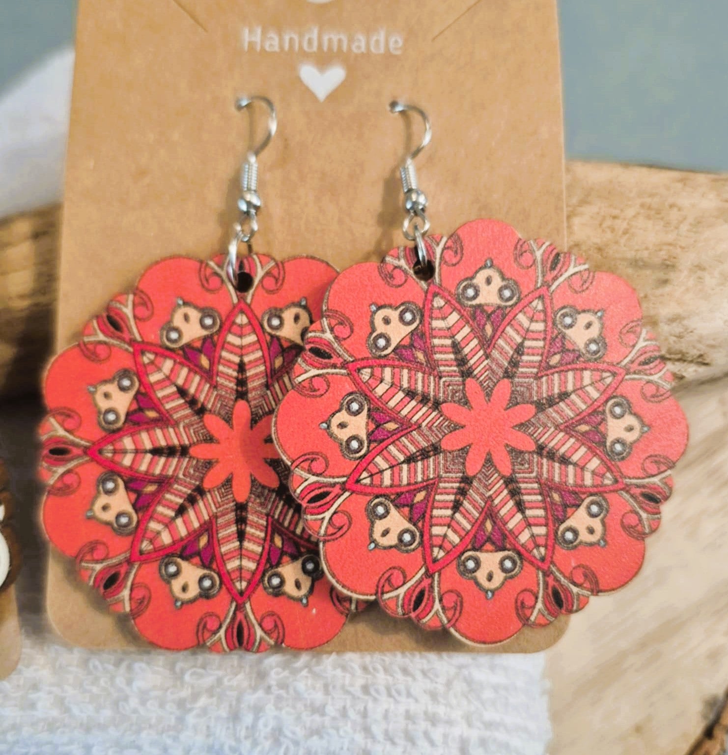 Boucles d'oreilles pendantes artisanales Mandala